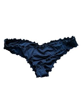 Shade & Shore Black Cheeky Bikini Bottom M Ruffle Trim Low Rise Swim